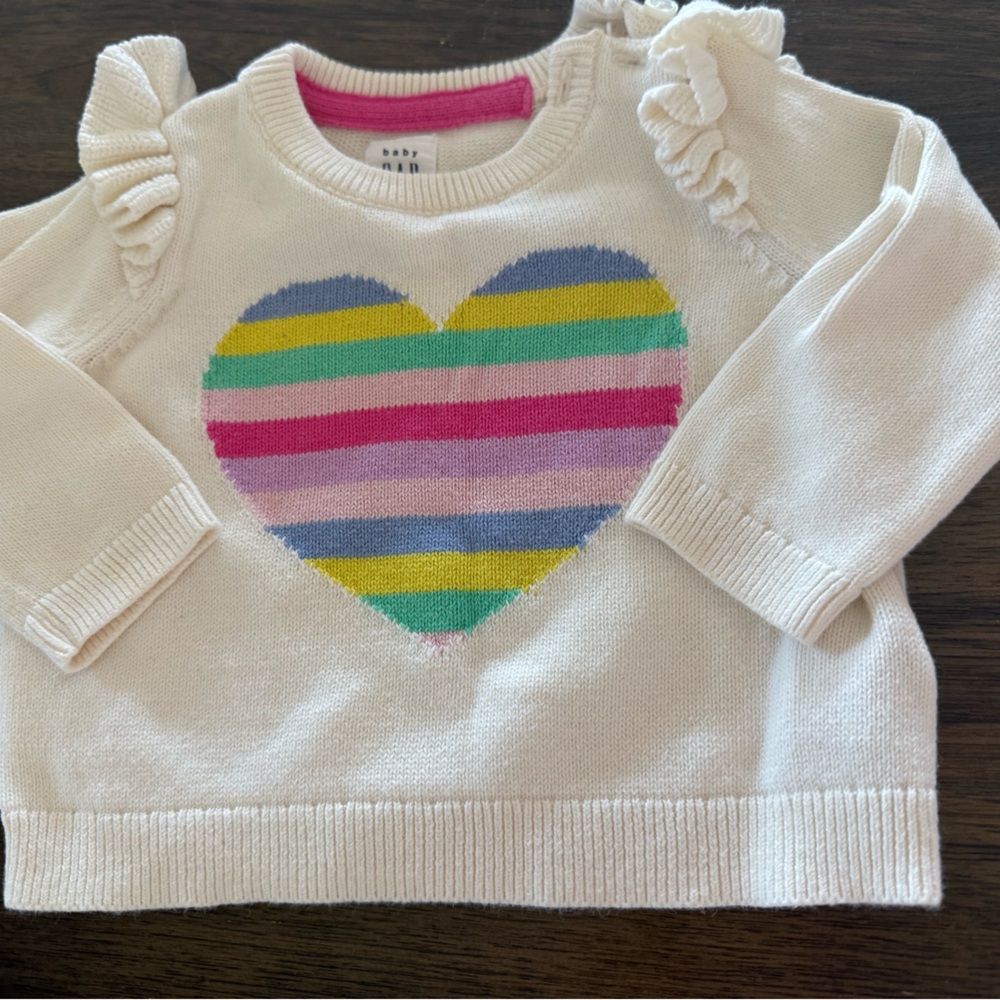 GAP Cream Sweater with Striped Heart